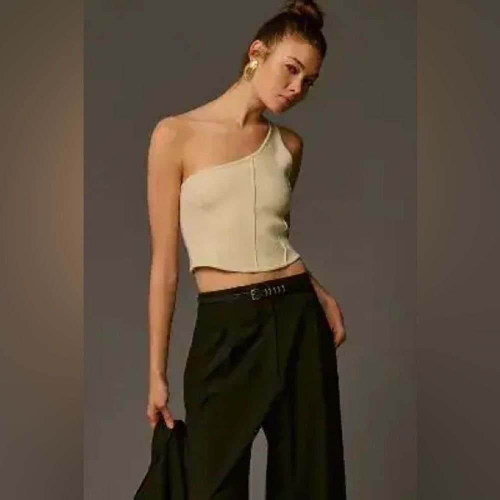 By Anthropologie One-Shoulder Seamed Knit Top